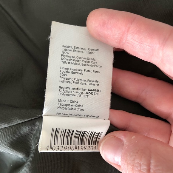 Olive Green Mexx Suede Leather Dress Jacket: From England; American Size Smaller - Picture 4 of 10